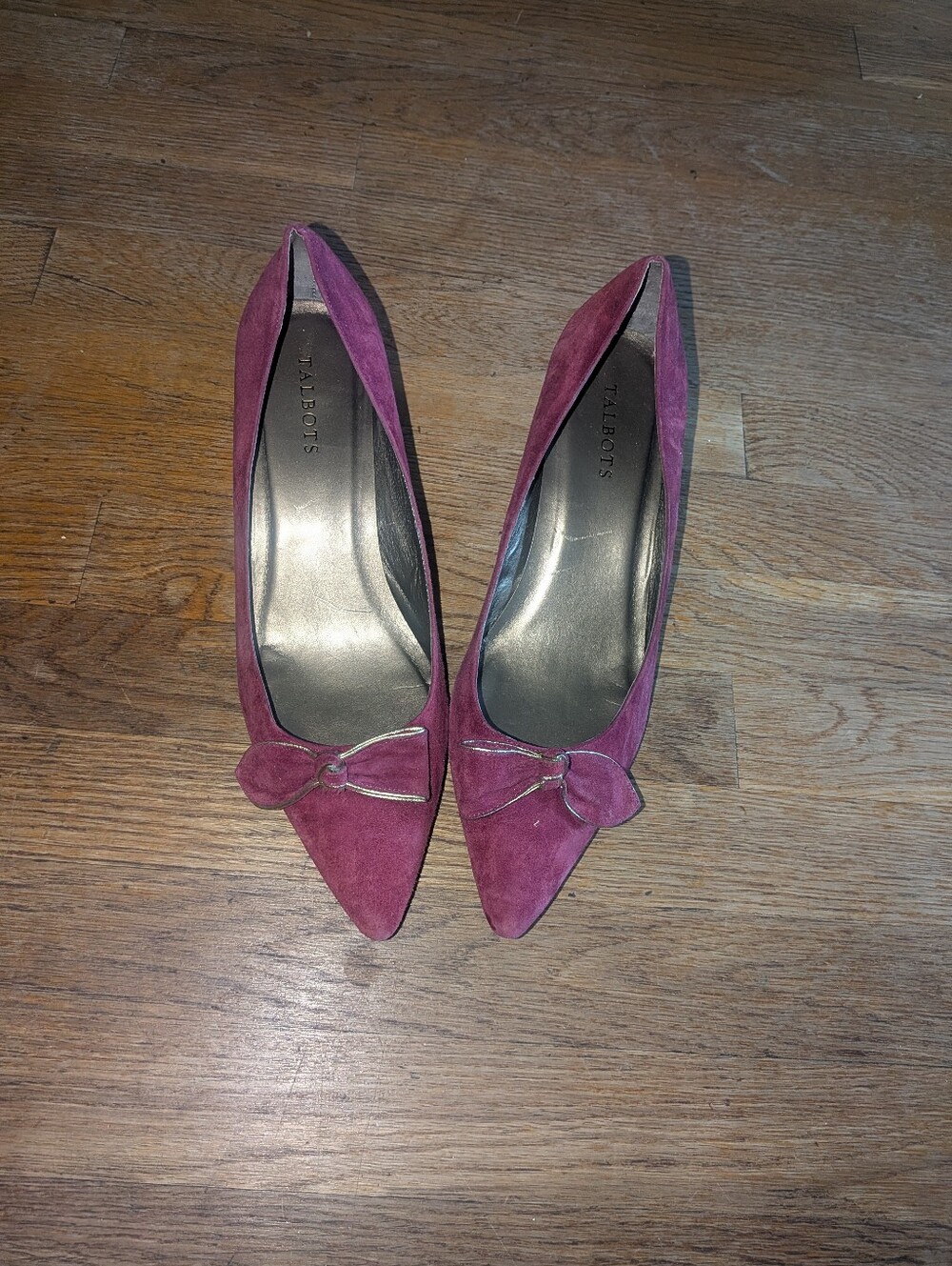 Talbots Burgundy Suede Pointed-Toe Pumps with Bow